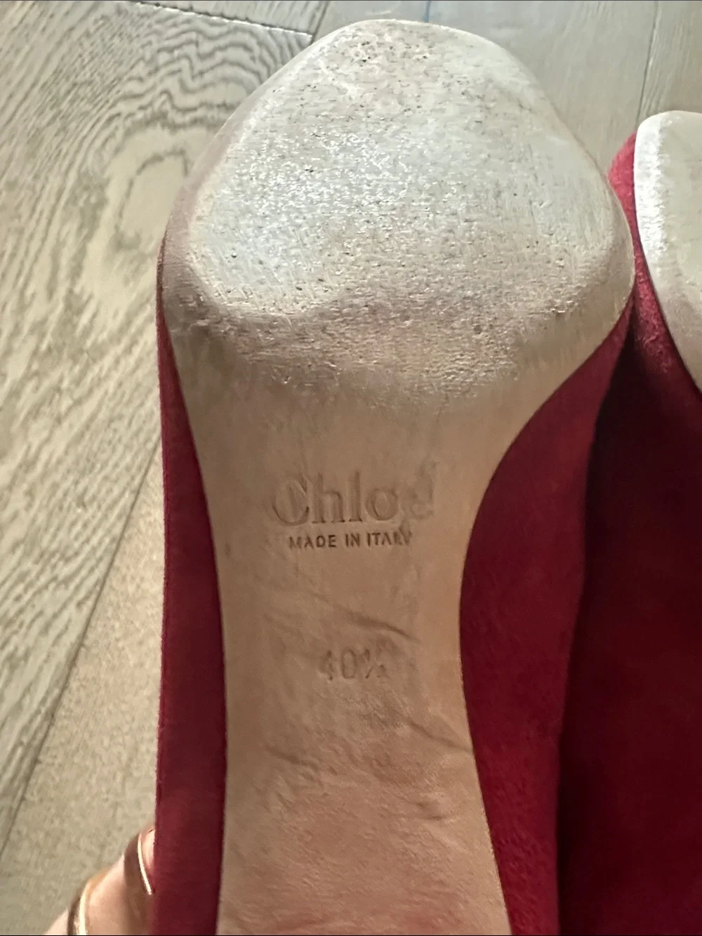 Chloe Red Scalloped Edge Suede 65mm size 40.5
